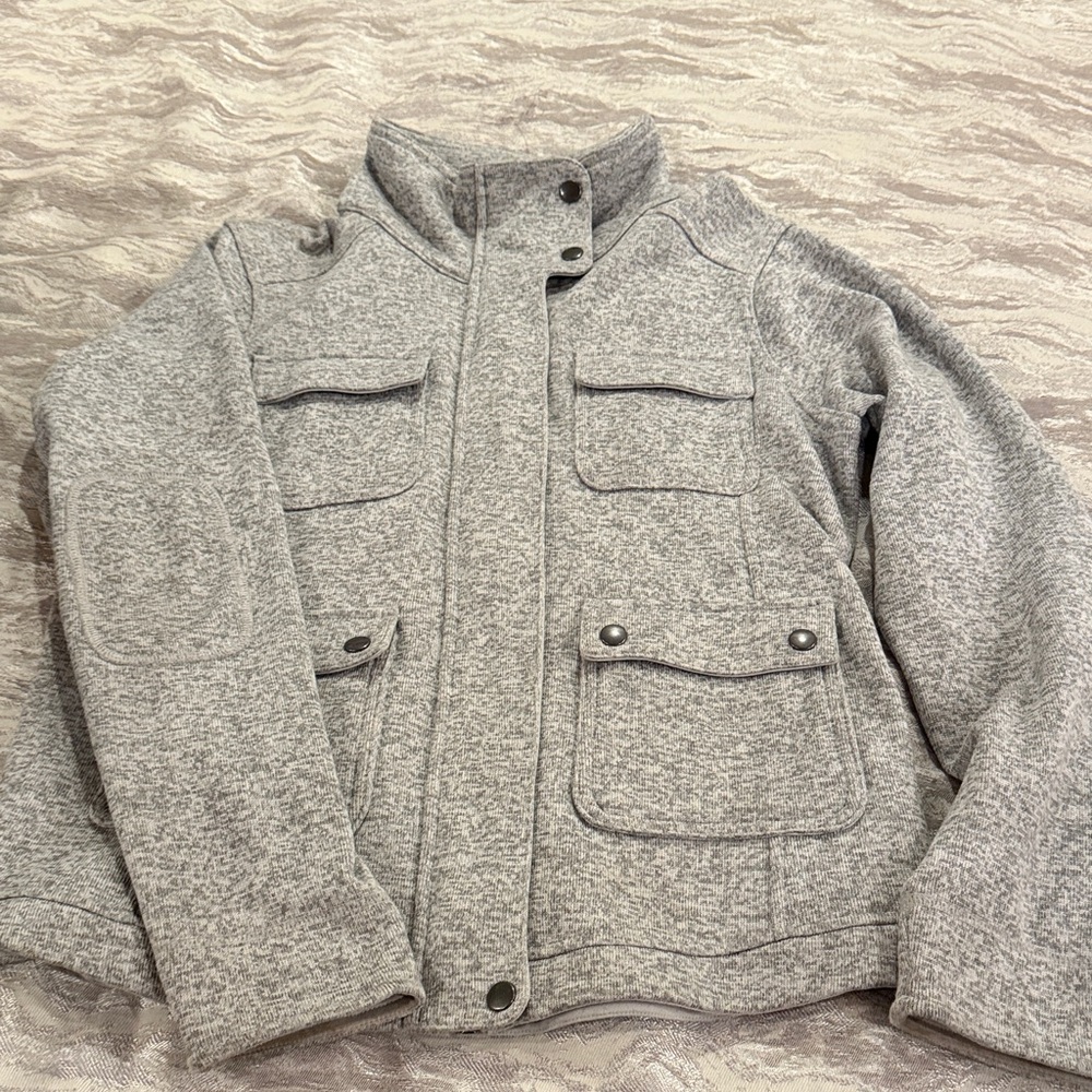 Patagonia Women’s Heather Gray Pocket Front Sweater Jacket (large)